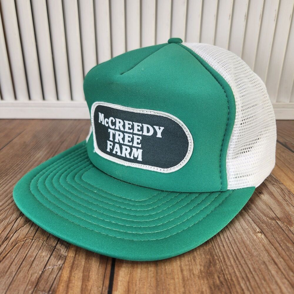 VTG Wear-Guard McCreedy Tree Farm Foam Snapback Trucker Hat Green White Mesh Cap